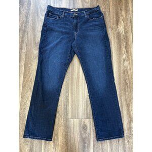 LEVIS CLASSIC STRAIGHT DENIM BLUE JEANS WOMENS SIZE 14M -W32 L30 STRETCH